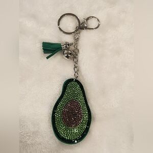 Rhinestone Green Avocado Keychain Bag Charm